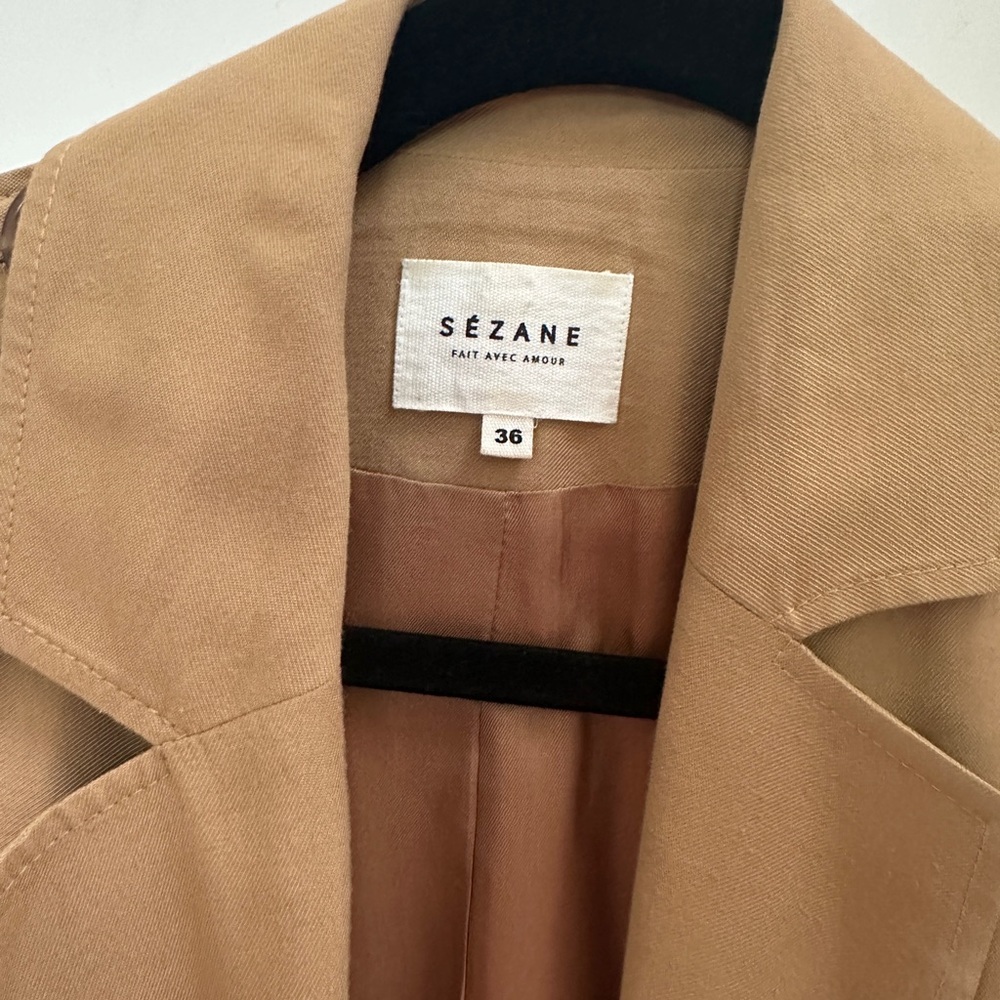 Sézane Oprah Trench Coat Belted Double-Breasted Beige Tan, Size 36 (US size 4) - Picture 3 of 7